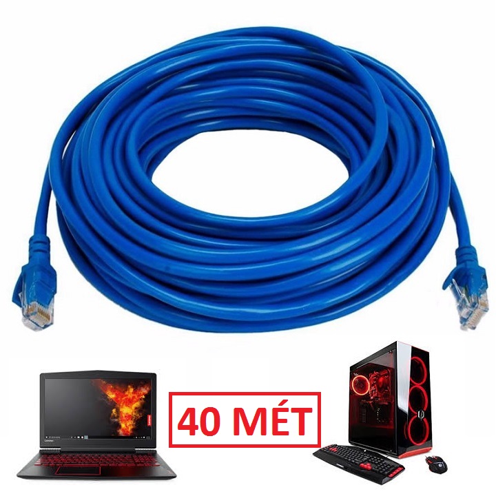 Cáp mạng internet/mạng lan cat 5e 40m 2 đầu bấm sẵn dây mạng lan 40 mét đúc sẵn 2 đầu hạt mạng