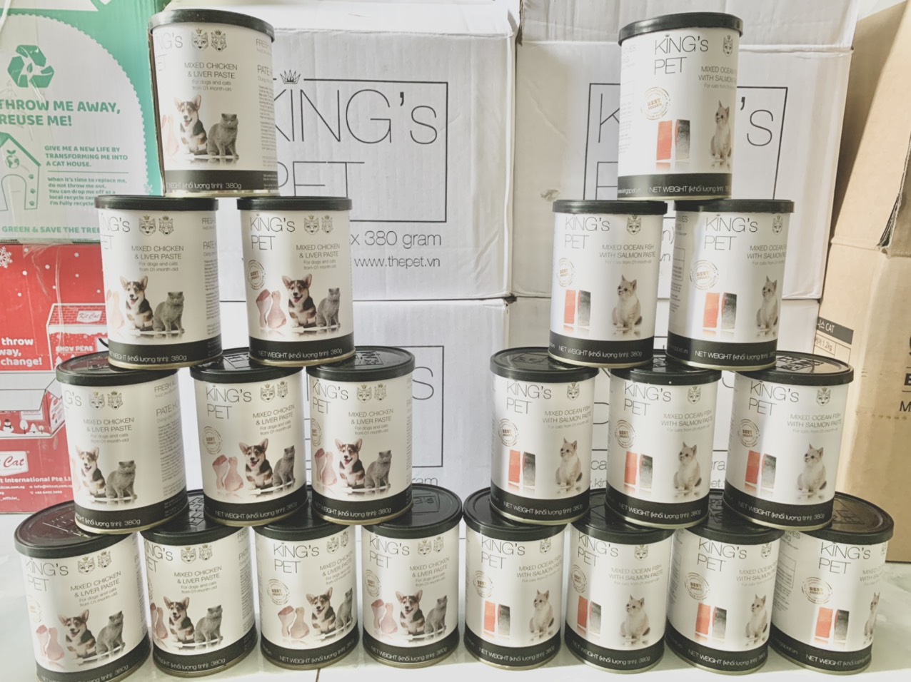 Thức ăn ướt pate king's pet cho chó, mèo lon 380g
