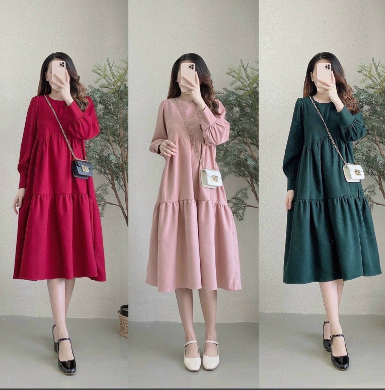 Váy bầu thu đông. đầm bầu công sở xinh xắn a136 lin store66