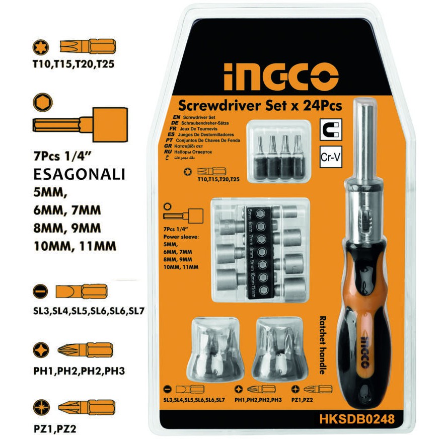 Bộ tuốc nơ vít đa năng 24 chi tiết ingco hksdb0248 chính hang siêu thị đồ nghề