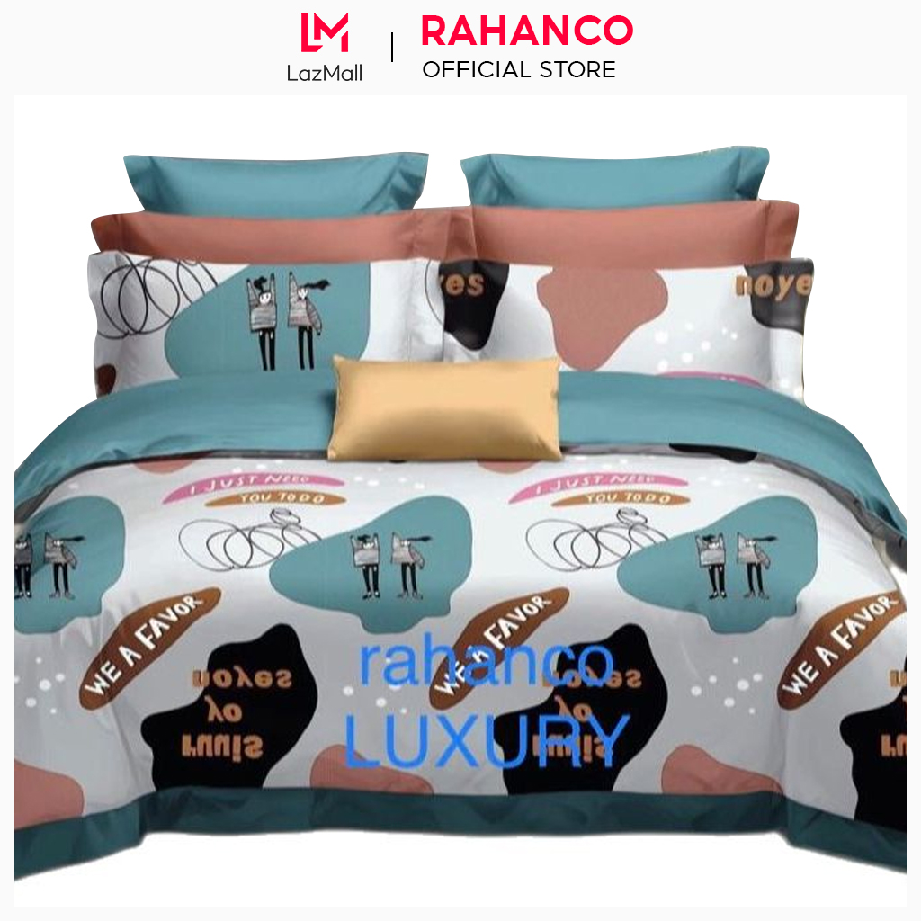 (HCM) (HN)Bộ 5 Món Chăn Ga Gối Rahanco 100% Lụa Luxury Tencel  Họa Tiết Nhiều Màu Đủ size 1m6x2m, 1m8x2m 100% Cotton Lụa LuXuRy Tencel Nhập Khẩu Hàn Quốc - Mềm Mịn Thoáng Mát - Sang Trọng - Nhiều Màu -Chát Với Shop Chọn Mẫu Mới