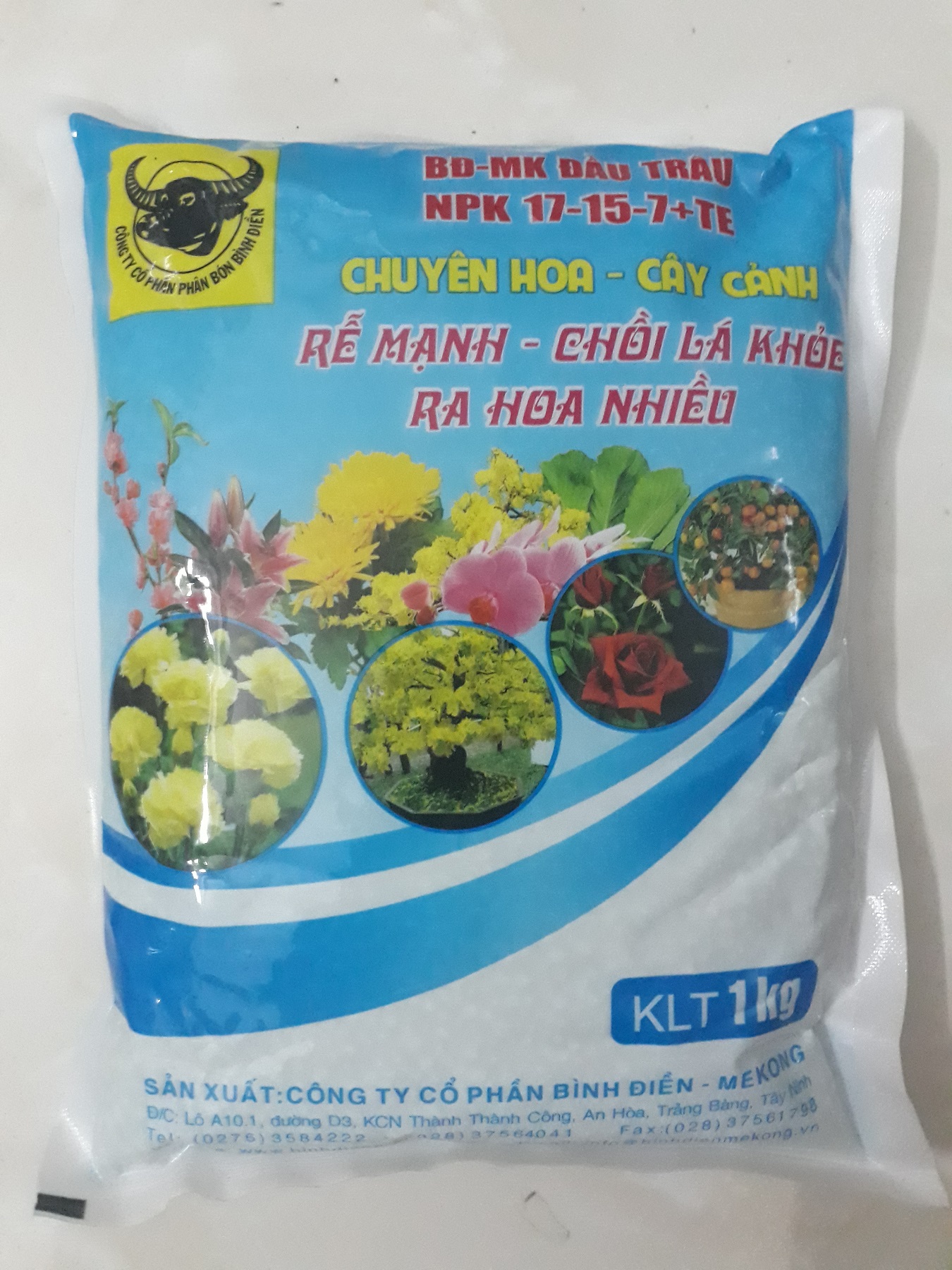 Phân bón đầu trâu MK NPK 17-15-7+TE cao cấp gói 1KG chuyên hoa - cây cảnh | Vạn Tín Store