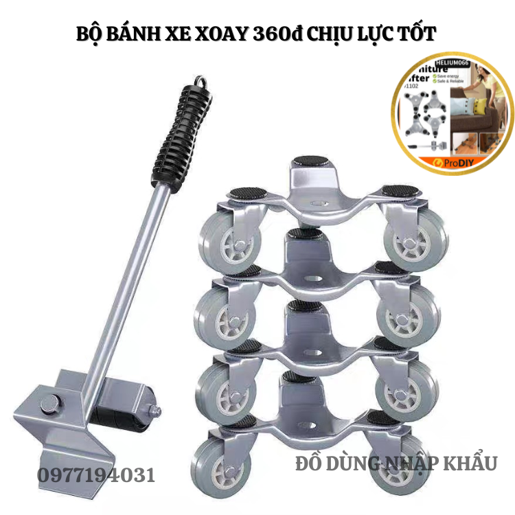  Bộ bánh xe thép xoay 360đ di chuyển nâng đẩy vật nặng -Hàng nội địa Trung siêu bền 