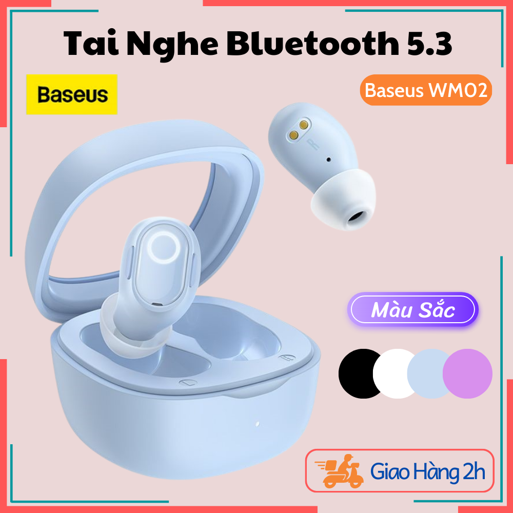 Tai nghe bluetooth không dây baseus wm02 - bluetooth 5.3, kháng nước ipx5, chống ồn, nghe nhạc liên tục 25 giờ - bảo hành 12 tháng