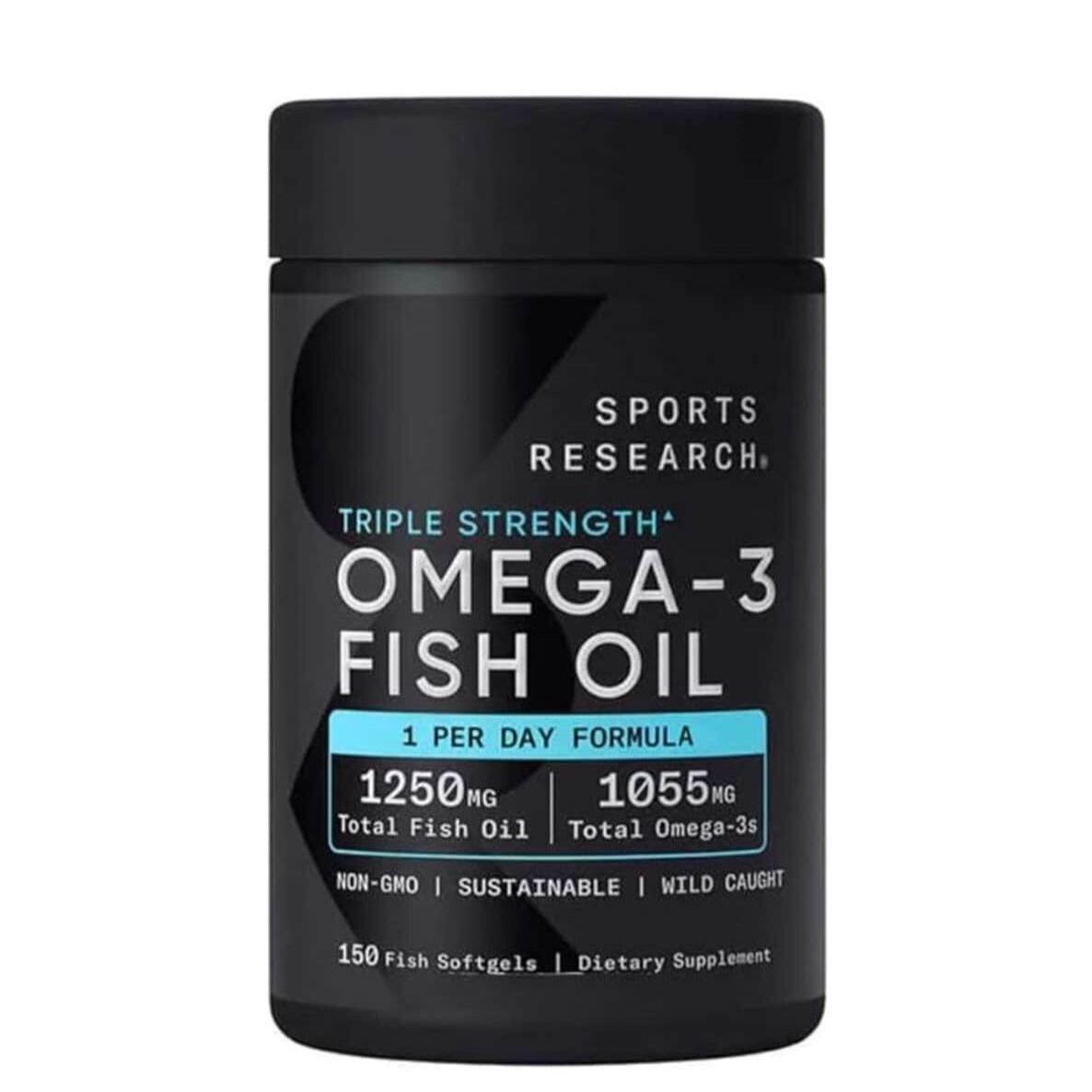 Viên dầu cá SR Triple Strength Omega-3 Fish Oil Triple Strength của Sports Research Mỹ hôp 150 viên - mẫu mới 2025