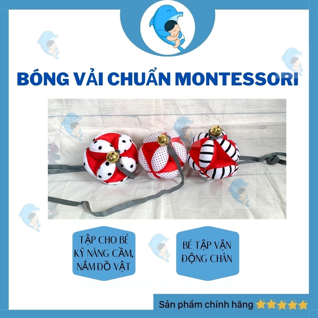 Bóng Vải Montessori Dành Cho Bé Sơ Sinh Đến 1 Tuổi Giúp Kích Thích Thị Giác Vận Động Tập/Luyện Chân