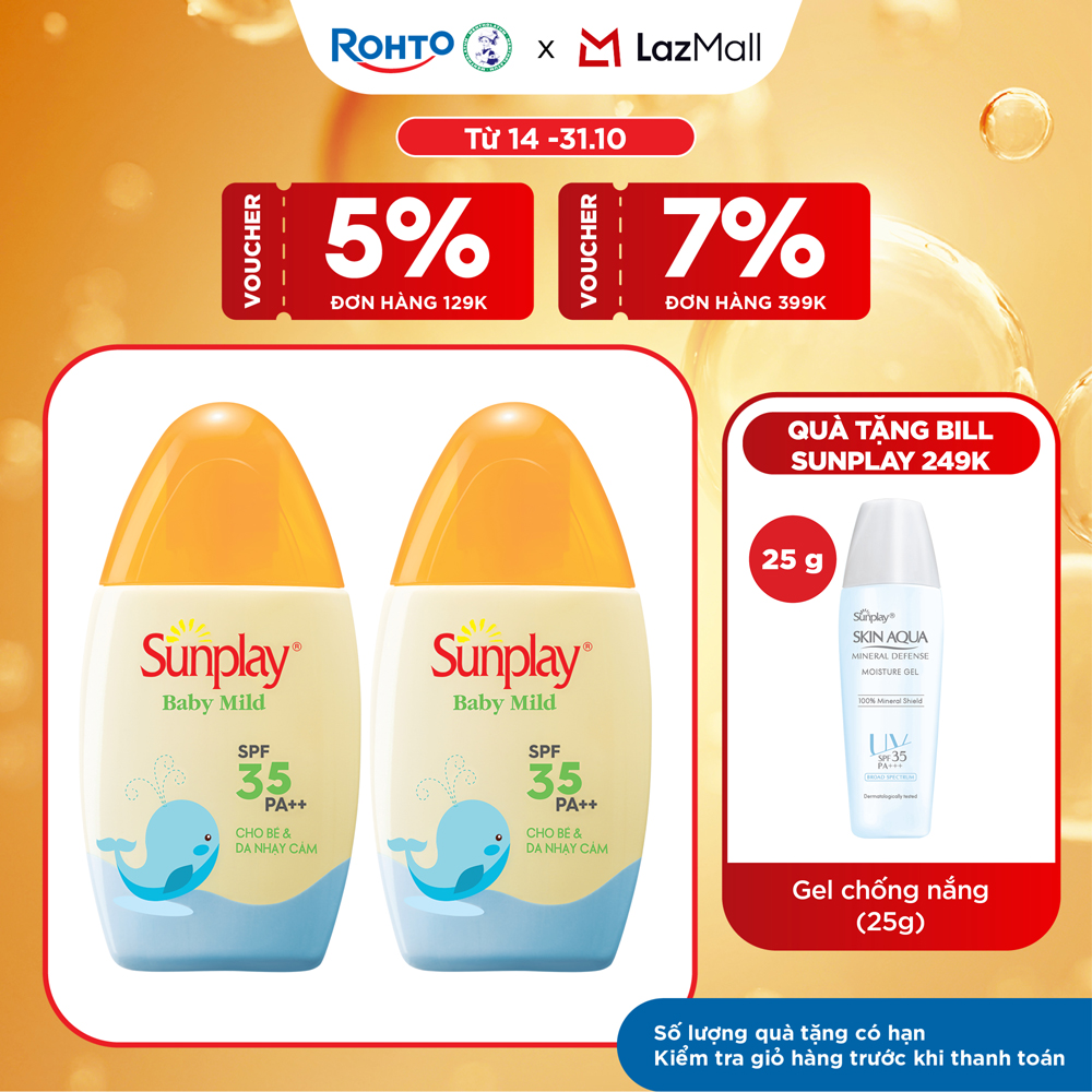 [VB] Bộ 2 kem chống nắng Sunplay cho bé từ 6 tháng tuổi và da nhạy cảm, dạng sữa Sunplay Baby Mild SPF 35, PA++ 30g