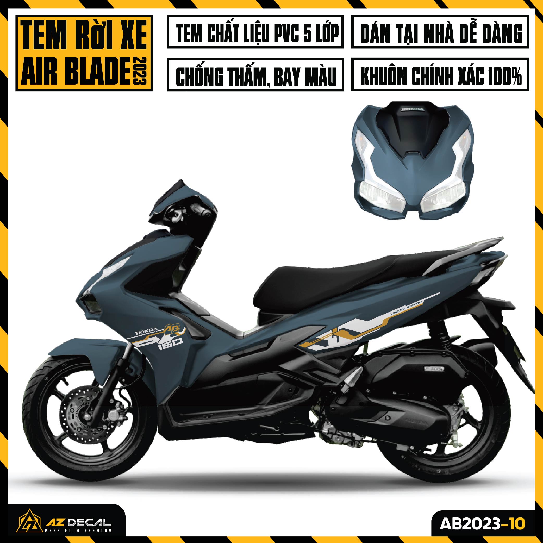 Tem AirBlade 2023 Thiết Kế Hiện Đại | AB2023-10 | Team Decal Dán Xe Máy AB Air Blade 125 160 Chống N