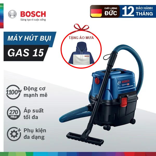 Máy hút bụi khô và ướt bosch gas 15 hàng chính hãng
