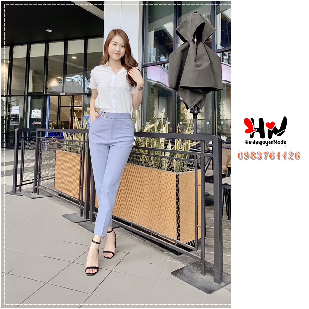 Quần Baggy nữ đai chữ S - Quần baggy công sở nữ đẹp - Quần Âu nữ - Quần công sở nữ giá rẻ - hanhnguyenMode