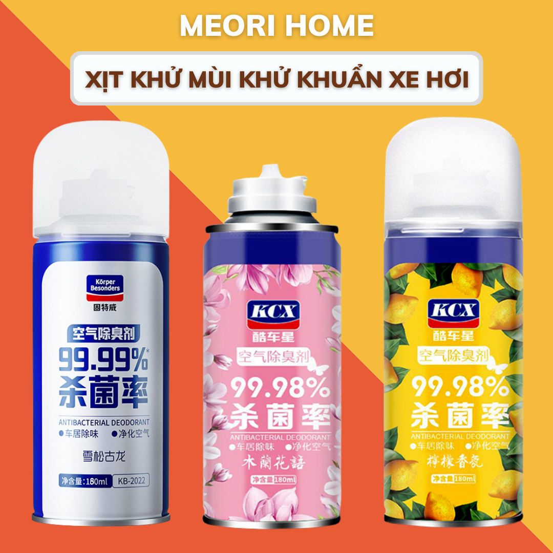 Chai xịt khử mùi ô tô KCX,diệt khuẩn khử mùi điều hòa xe hơi ẩm mốc nhiều mùi hương 180ML Meorihome