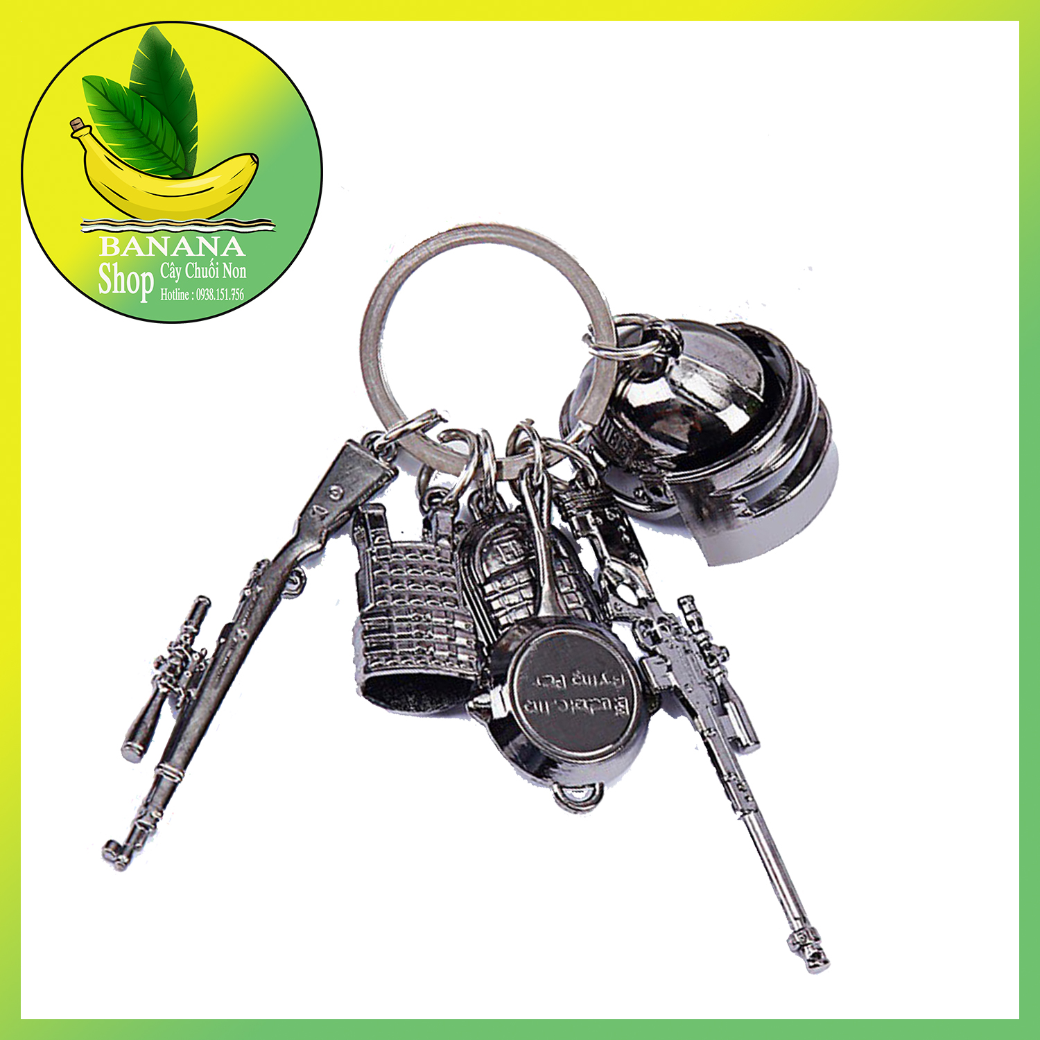 Bộ 6 Móc Khóa Pubg Mini Coper (Ka98  chảo  nón 3  balo 3  giáp 3  Awm )