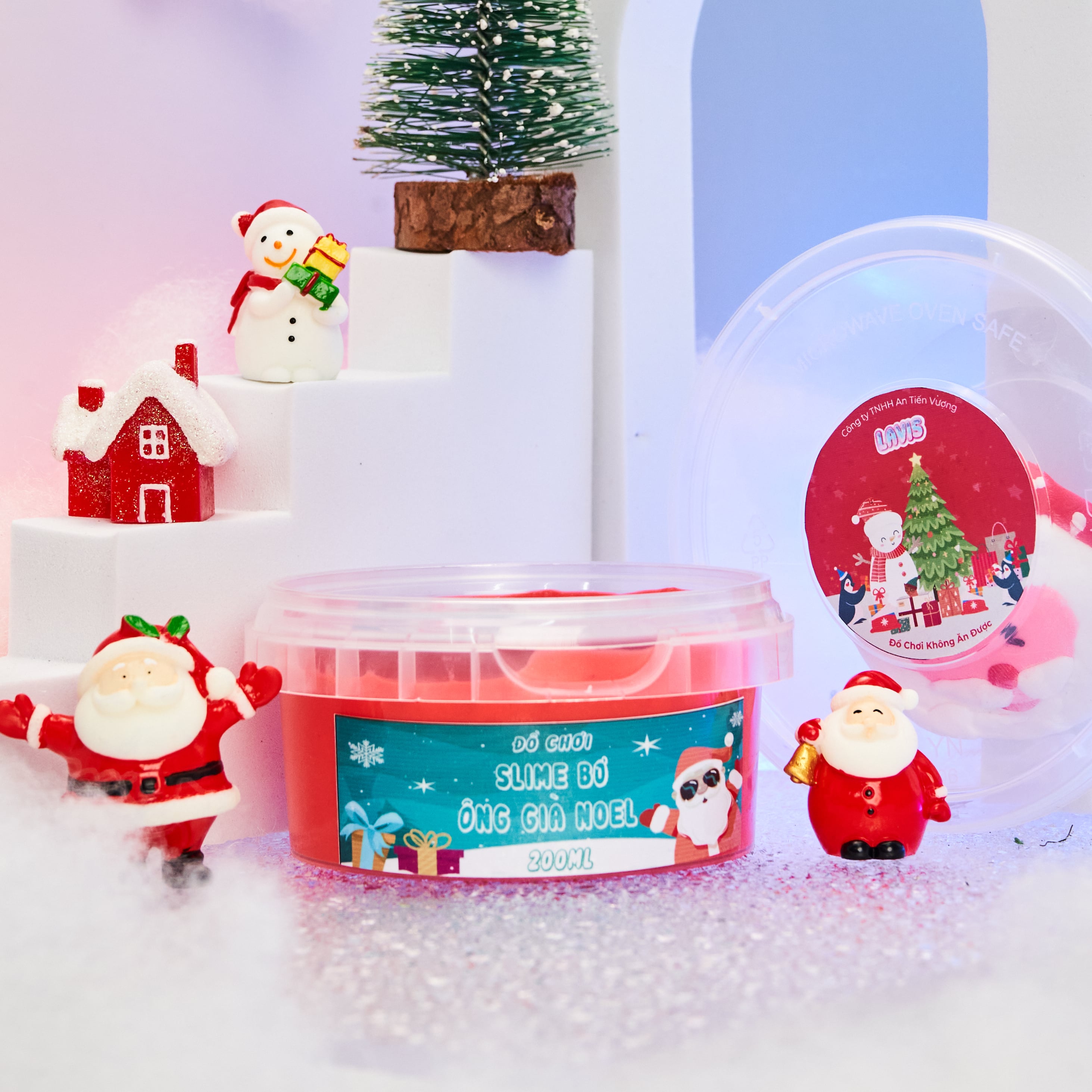 Lavis slime - đồ chơi slime cơ bản: ông già noel có tặng kèm charm + cốm chủ đề giáng sinh