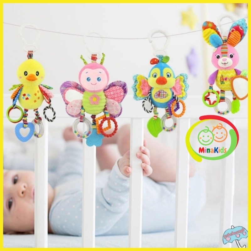Thú Bông Xúc Xắc Treo Nôi Xe Đẩy Đồ Chơi Treo Cũi Cho Bé Chút Chít Happy Monkey Minakids TN27