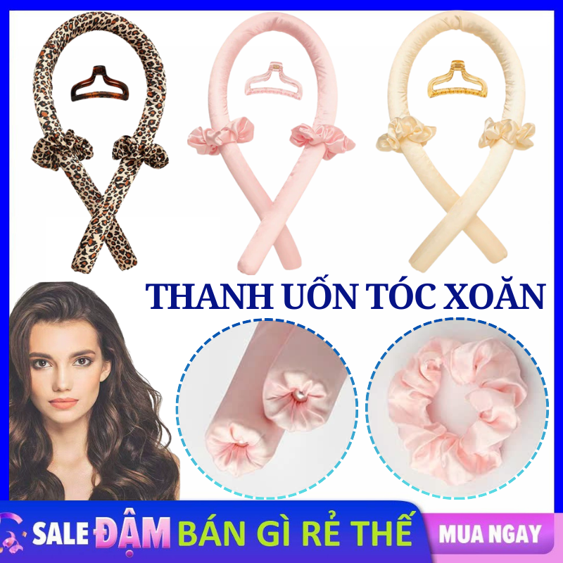  Bộ Dụng Cụ Tạo Kiểu Tóc Xoăn Hàn Quốc 2 Dây Buộc Tóc Và 1 Kẹp - Thanh Uốn Tóc Xoăn Tự Nhiên Không Dùng Nhiệt   Lô Uốn Tóc - Kẹp Lọn Sóng Tạo Kiểu Hot Trend 