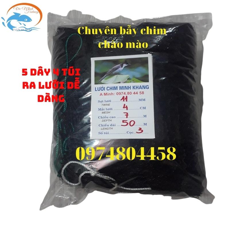 Lưới bẫy chim chào mào khuyên sáo cao 7m mắt lưới 4cm lưới bẫy chim 5 dây 4 túi siêu nhậy