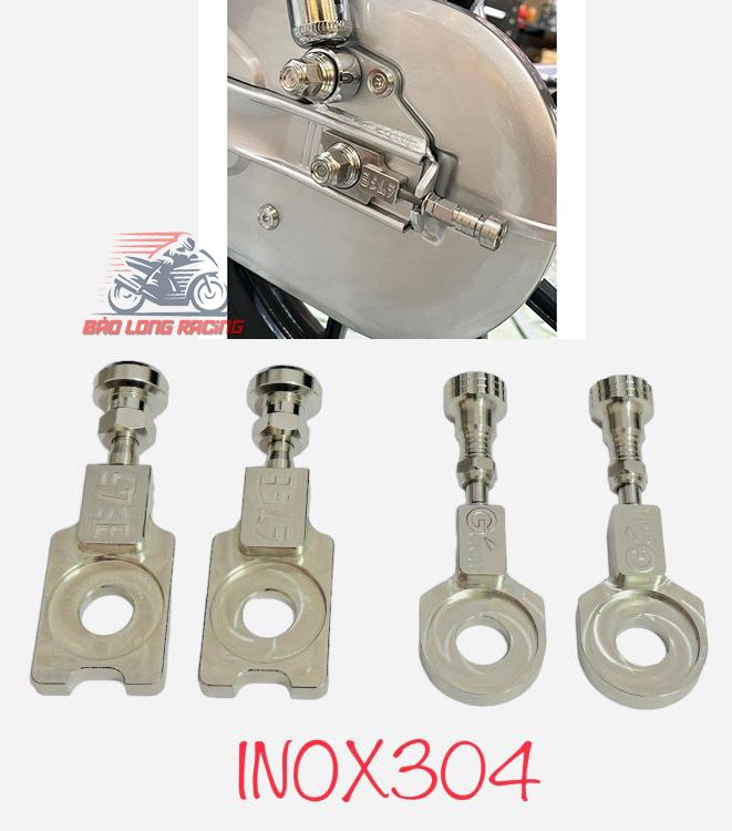 COMBO Pát tăng sên Inox 304 VÀ 2 ốc Nòng tăng Inox 304 gắn cho xe Wave Dream SIRIUS 1 cặp đầy đủ phụ kiện