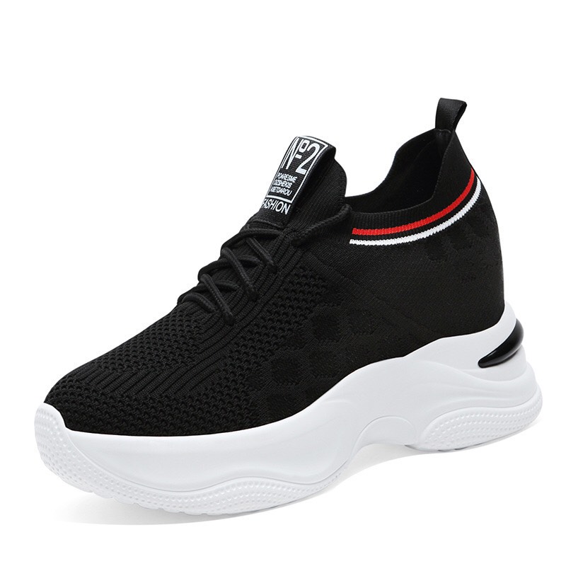 [Hoàn Tiền 15%]Giày sneaker nữ độn đế thoáng khí cao cắp QC06