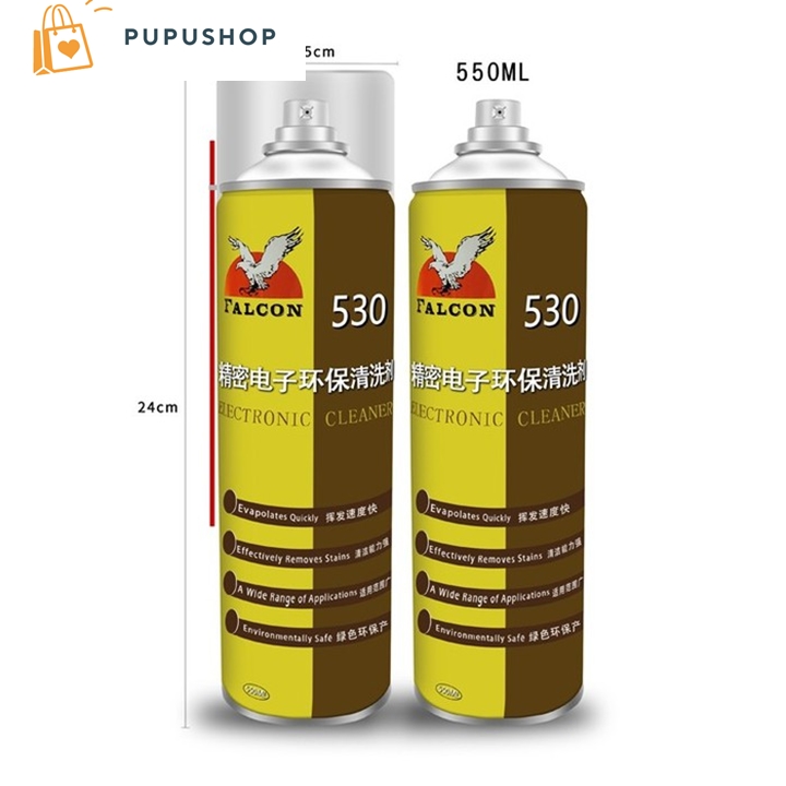 Pupushop Chai Xịt Vệ Sinh Làm Sạch Bo Mạch Điện Màn Hình Điện Tử Falcon M530 Dung Tích 550ml Có Tặng Kèm Ống Xịt Dài