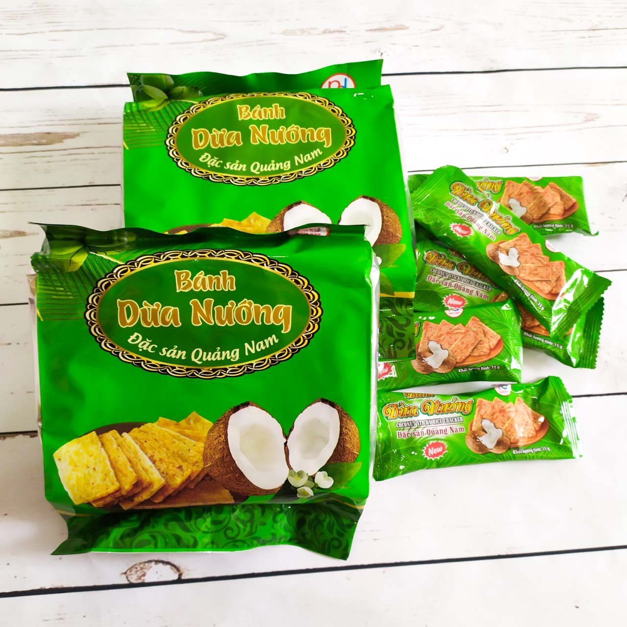 Set 5 gói Bánh dừa nướng - đặc sản Quảng Nam - Giòn - Thơm - Ngon - đồ ăn vặt - bánh kẹo ăn vặt - bánh kẹo tết