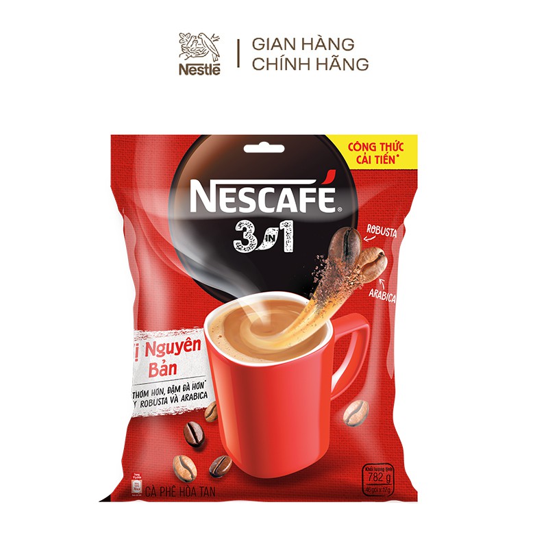 Cà Phê Rang Xay Hoà Tan Nescafe 3In1 Bịch 782G Màu Đỏ 46 Gói 17G - Nestle