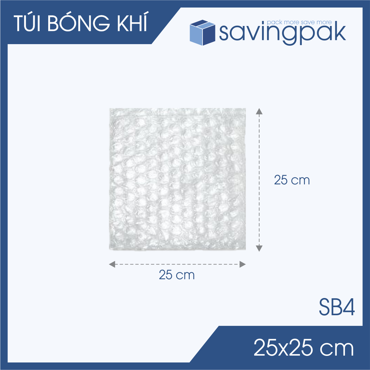 SB4 - 25x25 cm - Combo 25 túi bóng khí chống sốc, túi xốp nổ, túi xốp khí, túi bong bóng giá rẻ