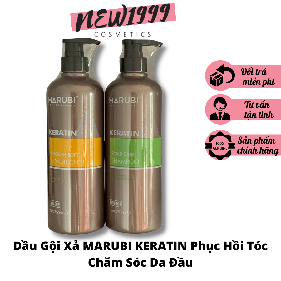 Dầu gội xả Marubi keratin collagen siêu mượt 750ml dành cho mọi loại tóc siêu dưỡng