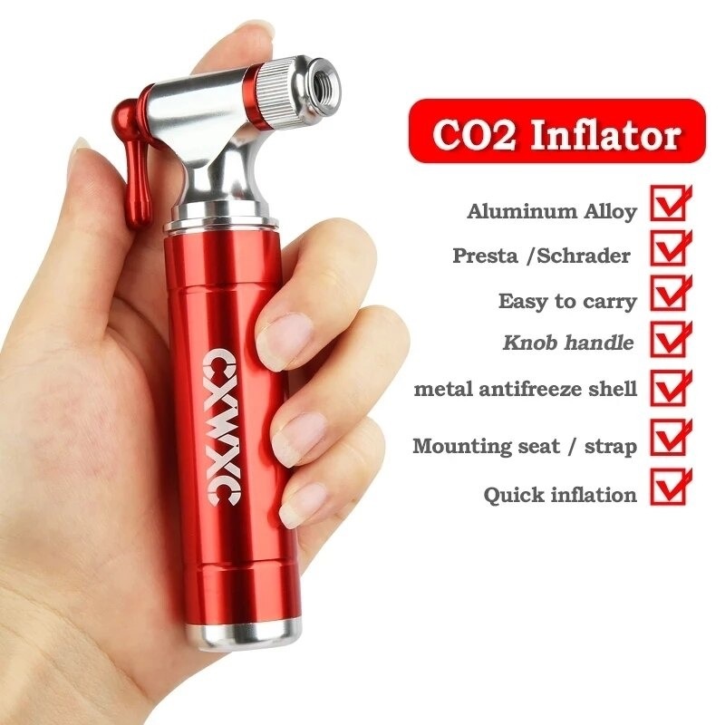 Dụng cụ bơm co2 cxwxc đầu bơm stout hợp kim nhôm phù hợp van av/fv dành cho xe đạp mtb/road