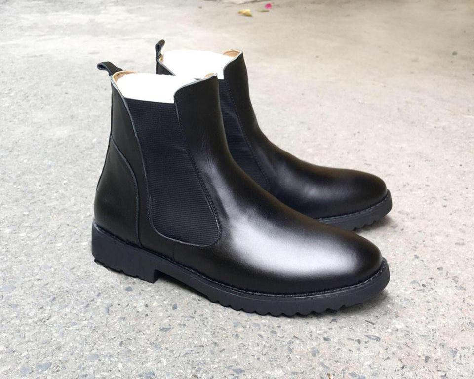 Minh Nhân - Giày bốt nam cao cổ cao cấp Giày bốt cổ cao nam da bò thời trang Chealse Boot Hàn Quốc  C-15 màu đen