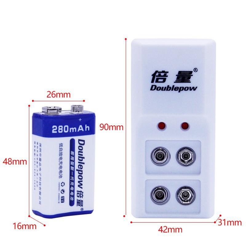 Combo Bộ sạc 9V DoublePow DP-B09 Tặng kèm Pin 280mAh