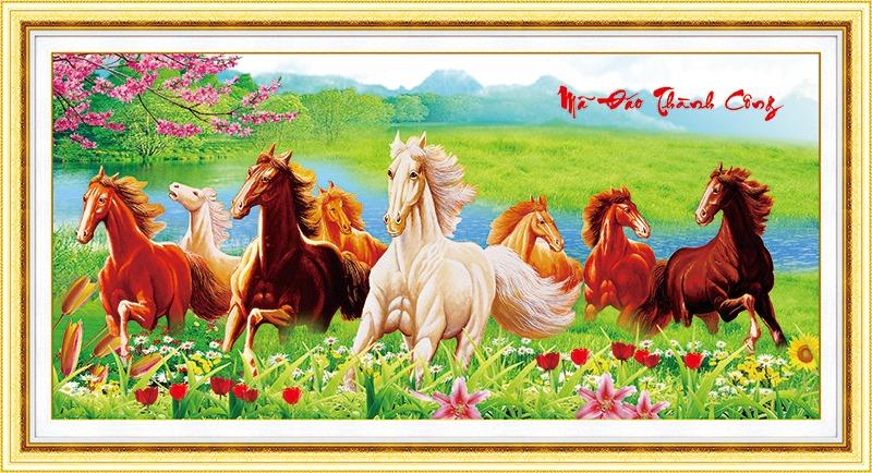 TRANH ĐÍNH ĐÁ MÃ ĐÁO THÀNH CÔNG VS227 kích thước 150*75