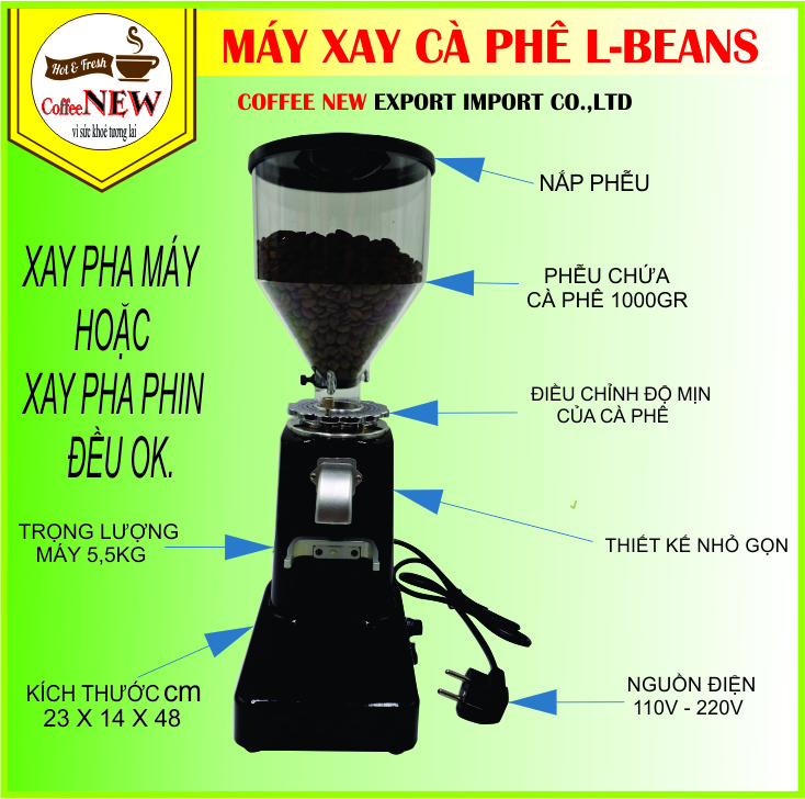 Máy xay cà phê l-beans sd-919l xay pha máy hoặc pha phin - phù hợp cho gia đình, công sở và quán cà phê - cafe pha máy - coffee new