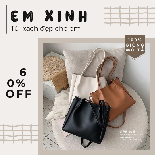Túi Xách Nữ Da Trơn Bản To Có Dây Đeo Chéo Đựng Vừa Laptop, A4 Đi Làm, Đi Học, Công Sở size 30