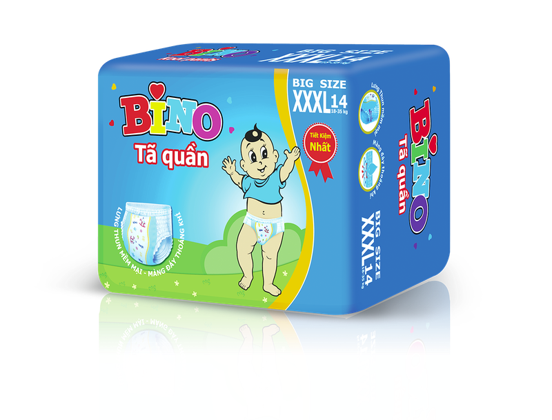 Tã quần cực đại BINO SUMO XXXL14 (cho bé từ 18--35kg)