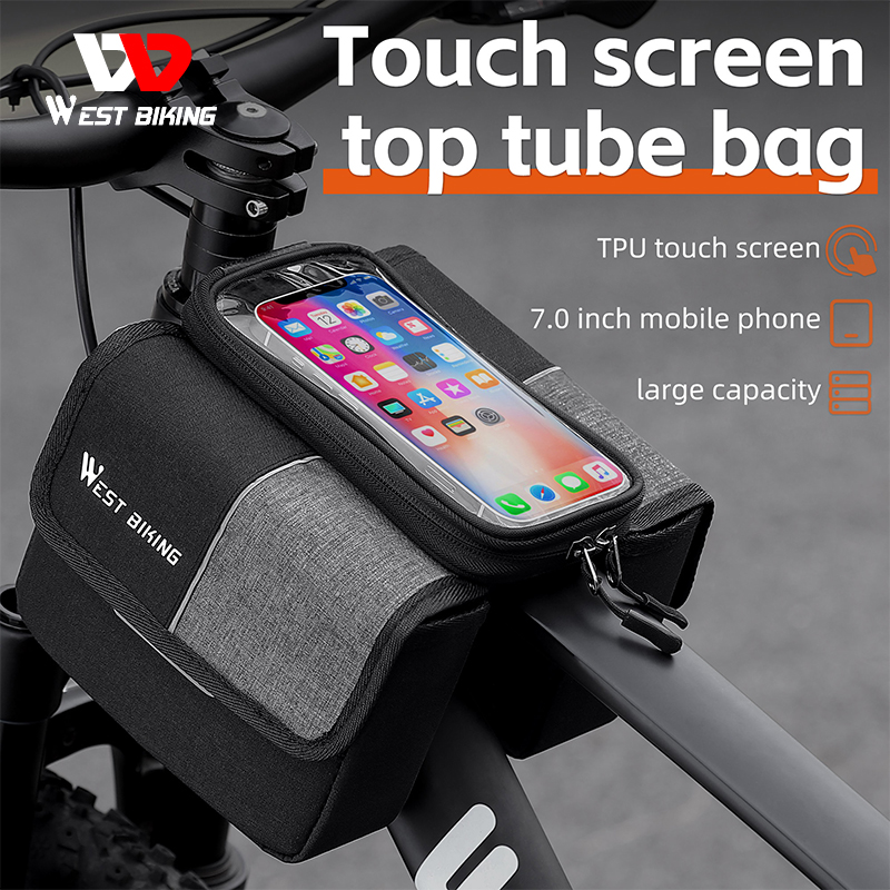 West biking túi xe đạp túi đựng xe đạp 2.0l xe đạp đầu túi ống màn hình cảm ứng 7.0 inch túi điện thoại xe đạp thể thao túi phụ kiện xe đạp