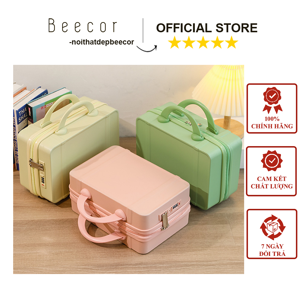 Cốp vali mini đựng mỹ phẩm túi đựng mỹ phẩm 14inch thời trang vali nữ nhẹ túi du lịch