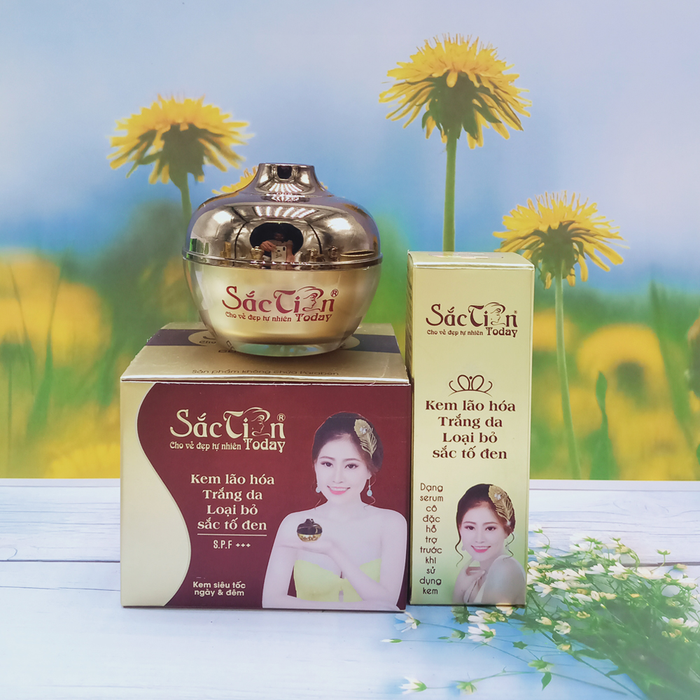 Combo Kem Lão Hóa Trắng Da Loại Bỏ Sắc Tố Đen (18g,30g) (sệt) + Serum Lão Hóa Trắng Da Loại Bỏ Sắc Tố Đen 20ml Sắc Tiên Today
