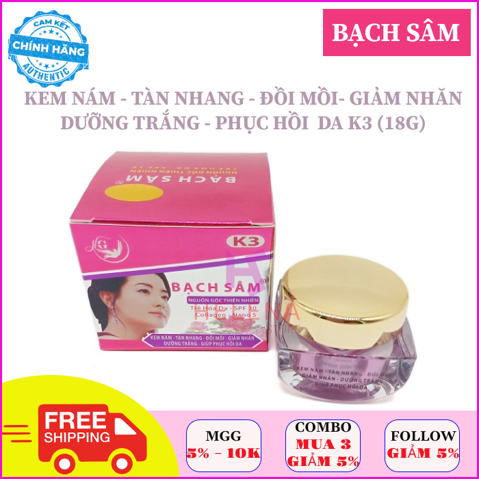 Kem Nám Tàn Nhang, Dưỡng Da Bạch Sâm K3 Nám, Tàn Nhang, Đồi Mồi, Giảm nhăn, Dưỡng Trắng, Phục Hồi Da (18g)