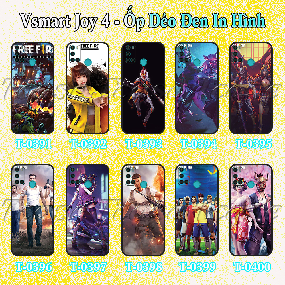 [HCM]Ốp lưng Vsmart Joy 4 - Ốp dẻo đen in hình Game Free Fire ngầu