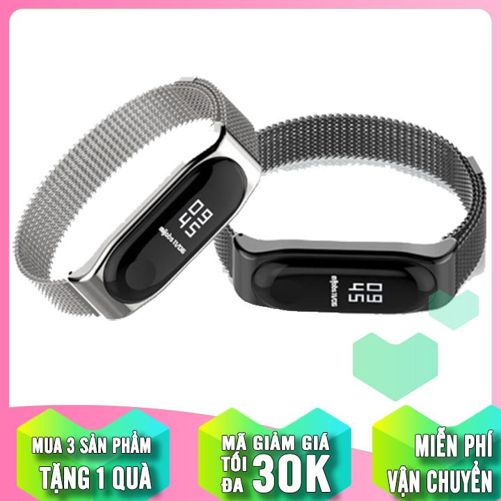 Dây thay thế cho Xiaomi MiBand 3 / 4 kim loại nhiễn khóa nam châm