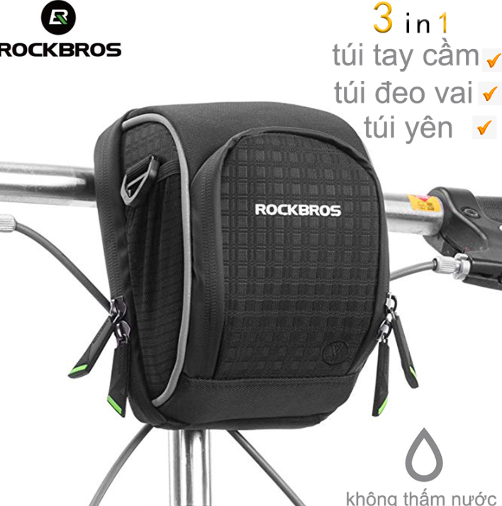 Rockbros xe đạp xe đạp tay lái túi có che mưa đi xe đạp trên ống túi xe đạp gấp mtb túi trước xe đạp phụ kiện xe đạp