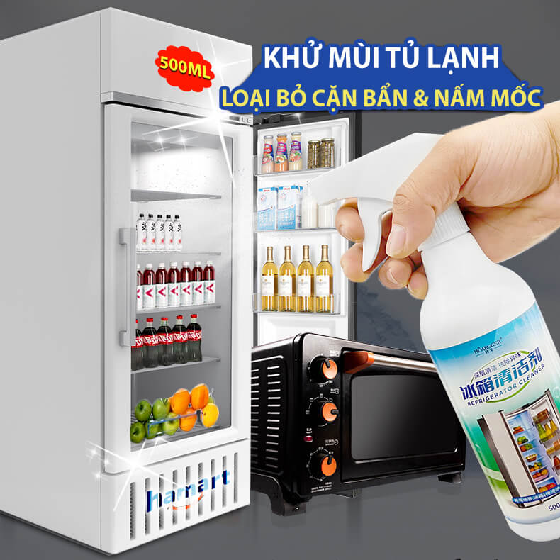 Xịt Khử Mùi Vệ Sinh Tủ Lạnh Chai 500ml Xịt Tạo Bọt Làm Thơm Sạch Tủ Đông Tiện Lợi