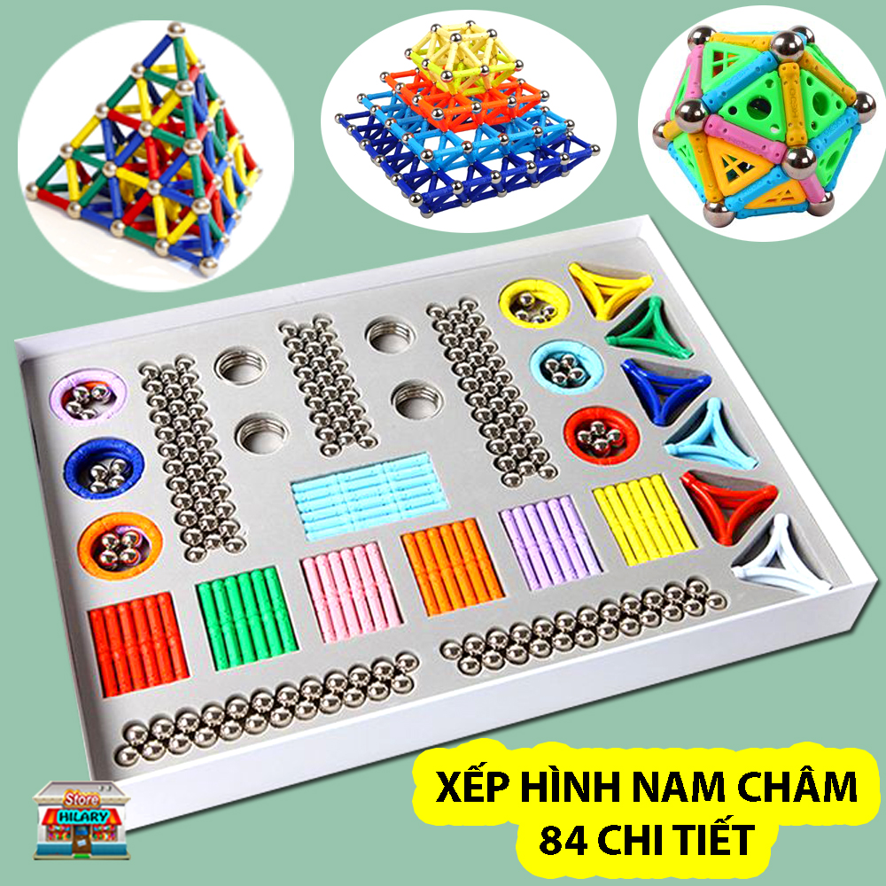 Nam Châm Xếp Hình Thông Minh 84 CHI TẾT - Xếp Hình Nam Châm Cho Bé,  Đồ Chơi Nam Châm Sáng Tạo, Đồ Chơi Trẻ Em, Xếp Hình Nam Châm Que Từ Tính, Nam Châm Ghép Hình,