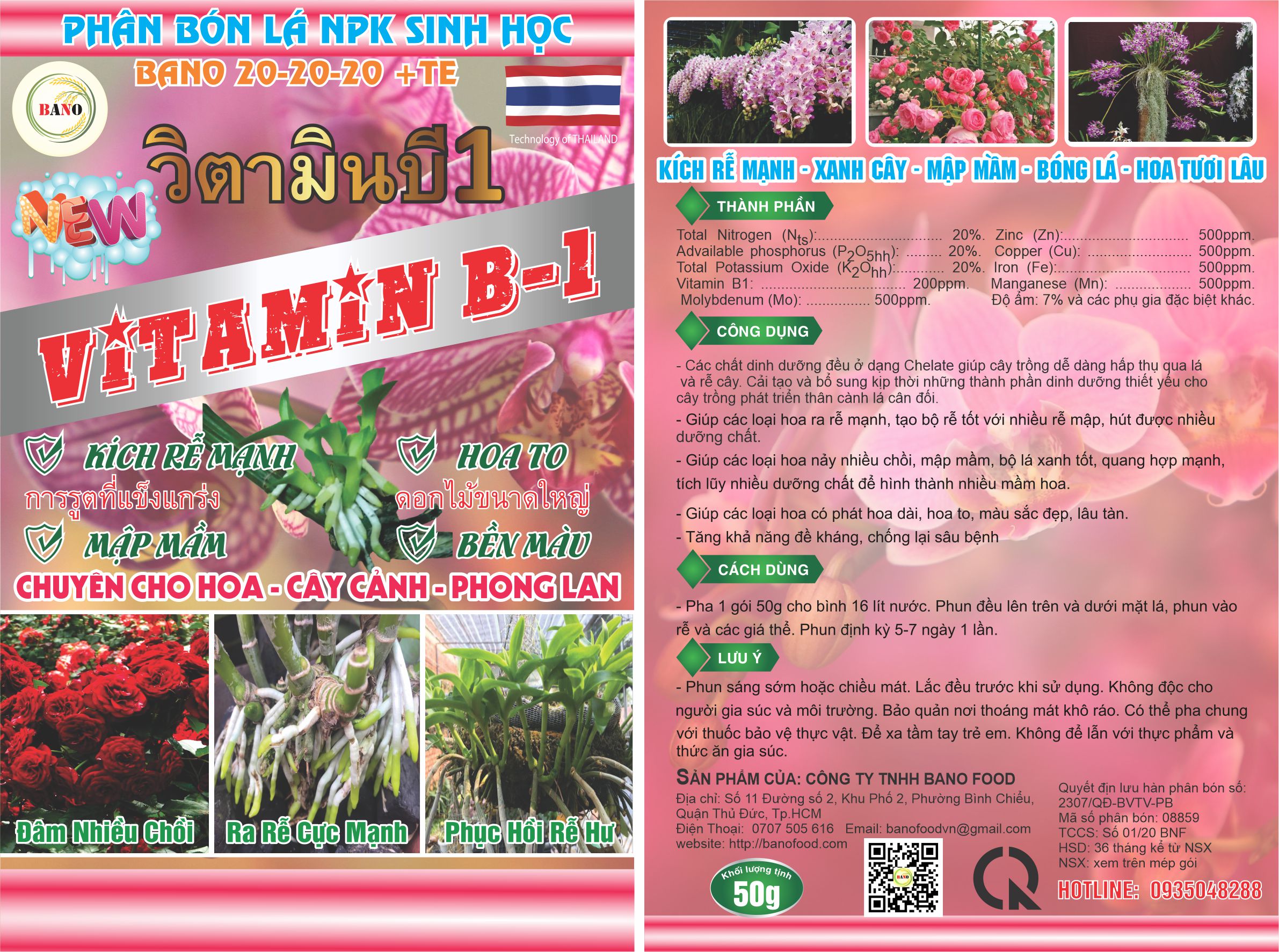 Phân bón Lá Vitamin-B1 Chuyên Hoa, Cây Cảnh, Phong Lan