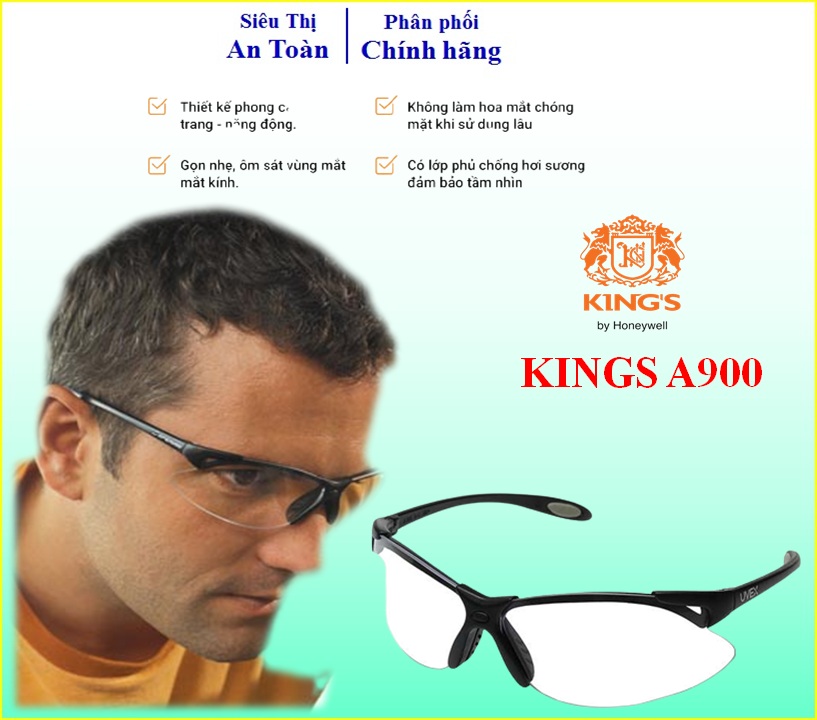 Kính bảo hộ thời trang cao cấp Honeywell A900 chống đọng sương, chống bụi tia UV bảo vệ mắt- Phân phối chính hãng