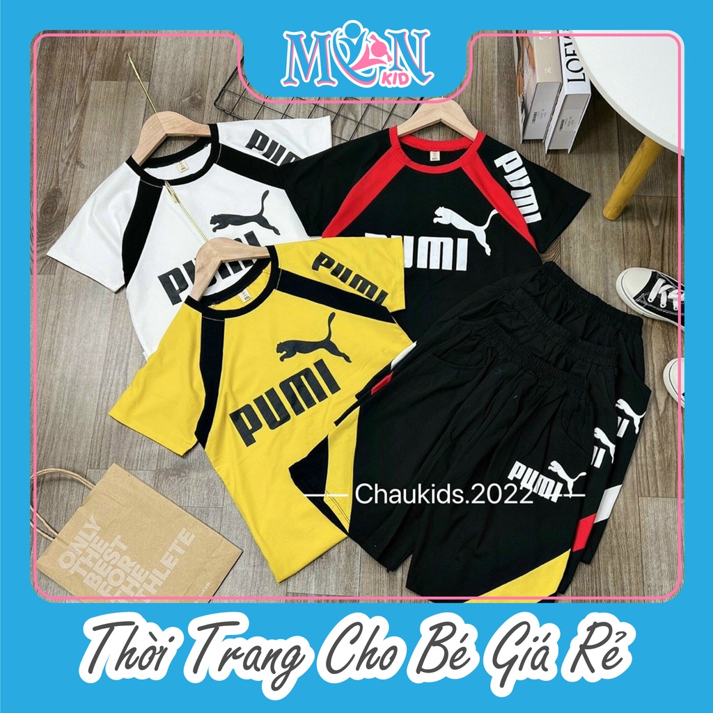 Bộ thể thao bé trai Monmonkid cộc sôi động mùa hè pu.mi từ 8 - 30kg
