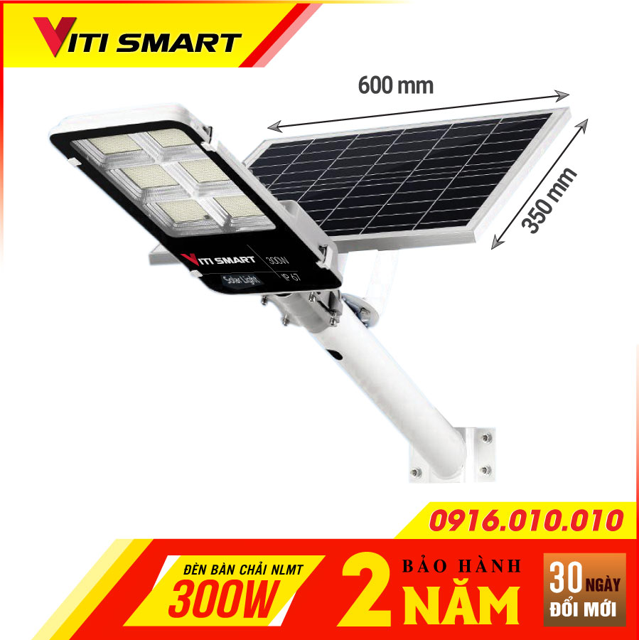 Đèn năng lượng mặt trời công suất 300W chính hãng VITI SMART, Đèn led năng lượng mặt trời, Bảo hành 2 năm tiêu chuẩn chống nước IP67