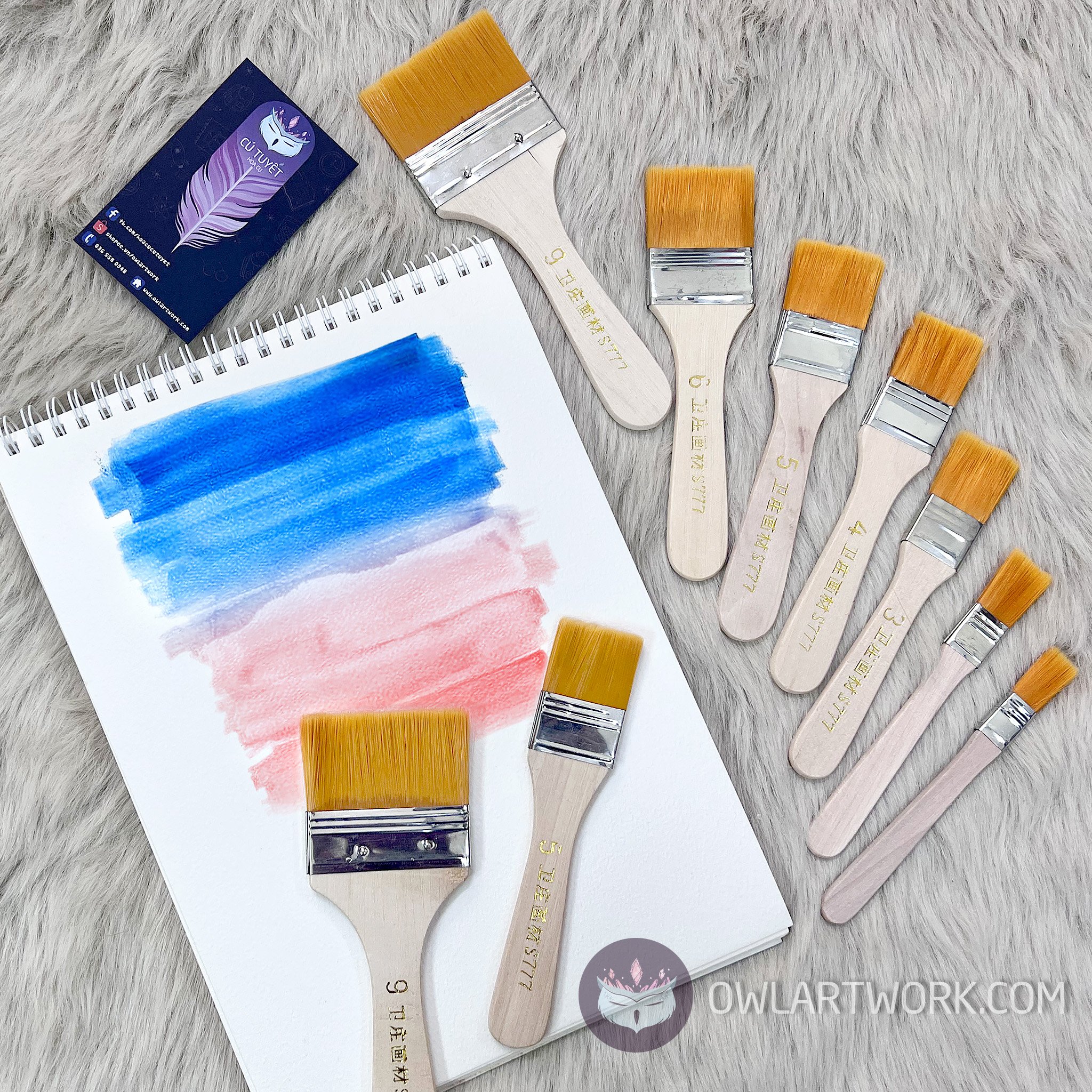 Cọ Vẽ Màu Đầu Dẹt Bản Lớn, Cọ Vuông