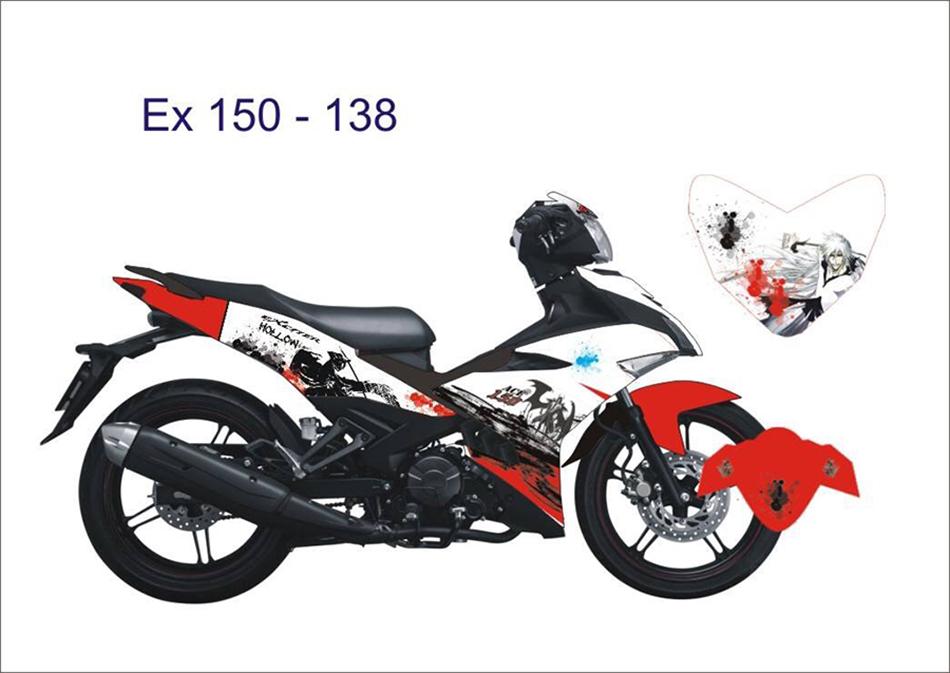 Tem trùm Exciter 150 đỏ trắng đen quỷ ACE - Độ dán team trùm decal xe máy ex150 đỏ trắng đen quỷ ACE - Team trùm decal xe máy ex 150 rẻ đẹp và chất