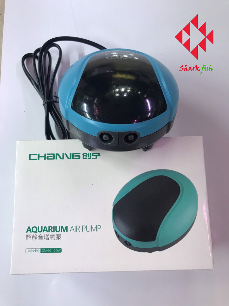 Máy oxi siêu êm 2 vòi channing CN901 cho hồ cá- máy sục khí 2 vòi siêu tiết kiệm điện tặng kèm dây và cục sủi nhỏ